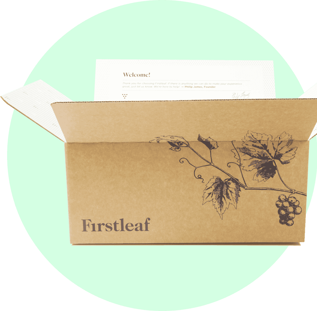 an open box with the Firstleaf name on it